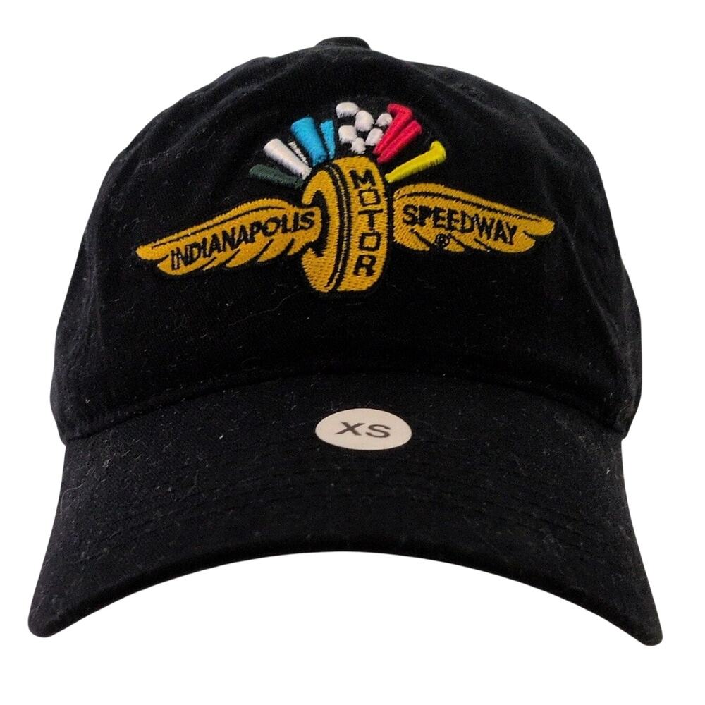 Indianapolis Motor Speedway Hat Cap Black Embroidered Winged Wheel EST 1909